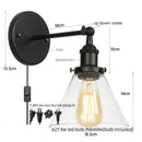 Helnys Vintage Industrial LED Wall Sconce with Pull Chain Switch Glass Bathroom Lamp
