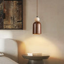 Helnys Wabi Sabi LED Pendant Lamp Wood Travertine Adjustable Hanging Lights