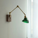 Helnys Brass LED Wall Light with Swing Arms & Pull Chain Switch