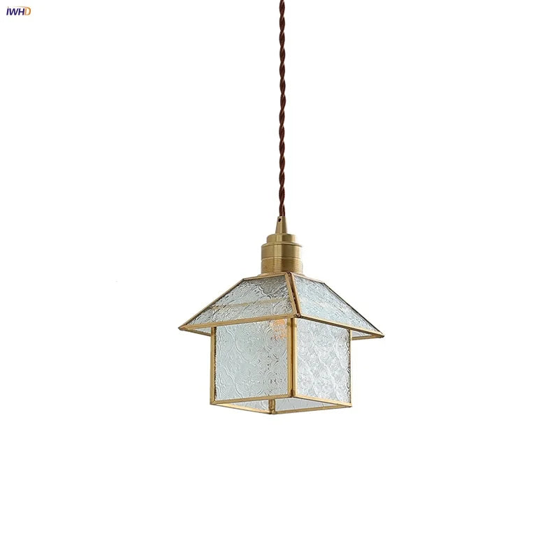 Helnys Glass LED Pendant Light - Modern Copper Hanging Lamp - Nordic Style