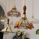 Helnys Red Butterfly LED Pendant Lamp Tiffany Glass Hanging Light