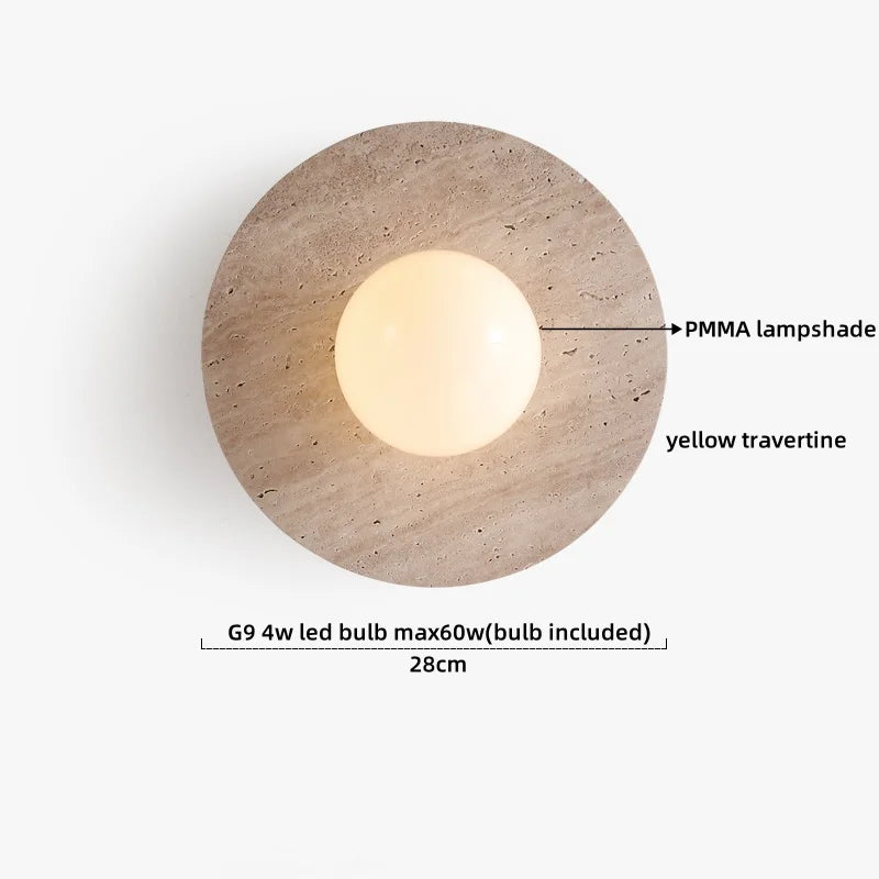 Helnys White Glass Stone LED Wall Lamp for Living Room Bedroom Wabi Sabi Mirror Light