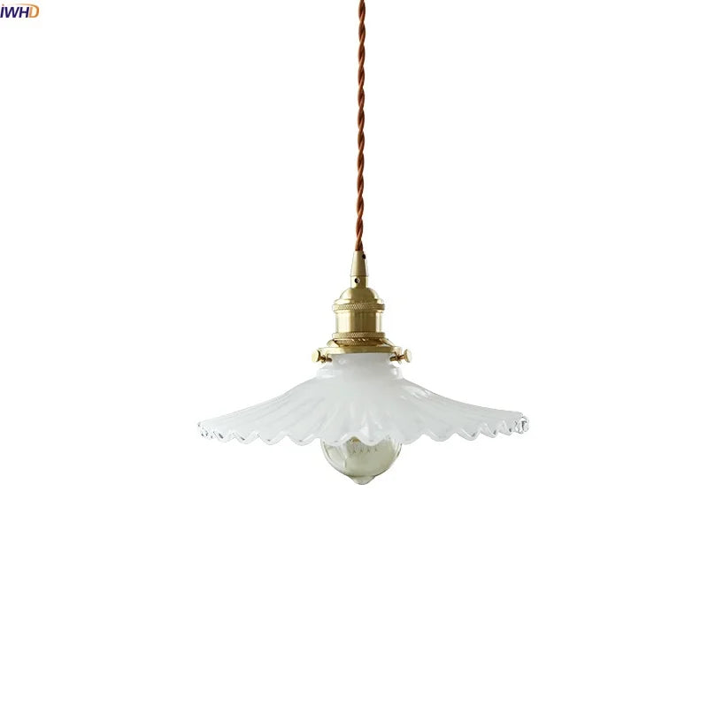 Helnys White Glass LED Pendant Light: Modern Nordic Hanging Lamp, Adjustable Wire