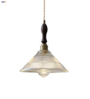 Helnys Nordic LED Glass Pendant Light Fixture Adjustable Wire Walnut Lamp