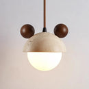 Helnys Stone Wood LED Pendant Lights - Modern Scandinavian Hanging Lamp for Bedrooms