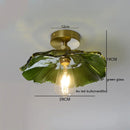 Helnys Green Glass Copper LED Ceiling Lights for Home Lighting in Bedroom Corridor Balcony