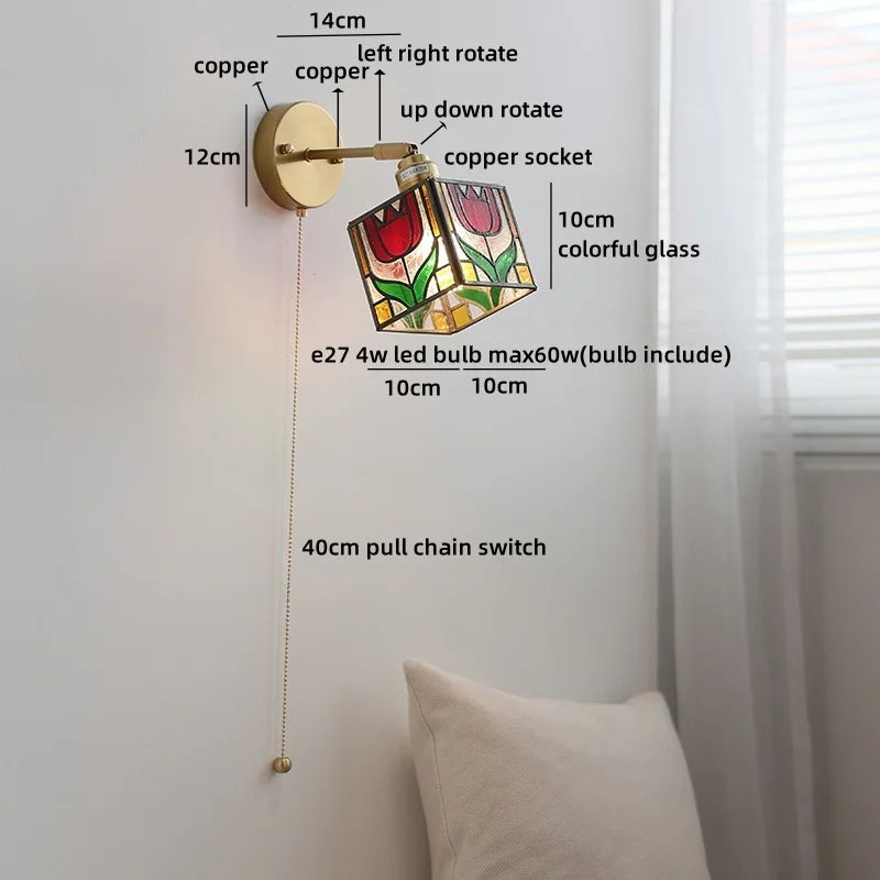Helnys LED Glass Wall Lamps for Kids Bedroom, Nordic Design Mirror Light