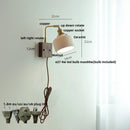 Helnys Globe Ceramic LED Wall Light Walnut Wood Sconce with Pull Chain Switch