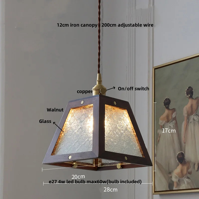 Nordic Walnut Wood LED Pendant Lamp by Helnys - Adjustable Hanging Light