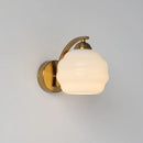 Helnys Nordic LED Wall Sconce with Switch, White Beige Glass, E27 Bulb, Bathroom Lights