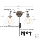 Helnys Retro LED Wall Light Fixtures with Pull Chain Switch, Industrial 2 Heads Sconce