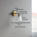 Helnys Nordic Crystal Glass Wall Sconce LED Light Fixture Antique Brass Gold Bedroom Lamp