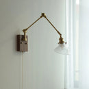 Helnys Brass LED Wall Light with Swing Arms & Pull Chain Switch