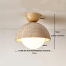 Helnys Rotatable LED Ceiling Lamp White Glass Yellow Travertine Wood Modern Nordic Lighting