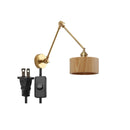Helnys Copper Swing Arm Wood LED Wall Lamp with Pull Chain Switch