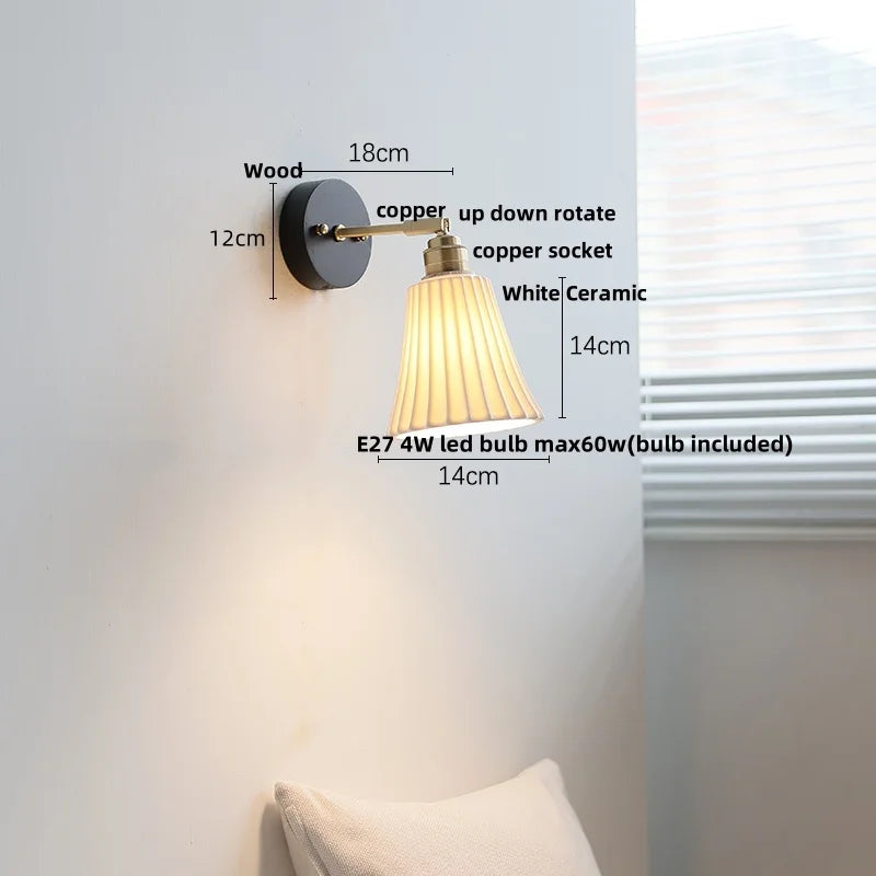 Helnys Black Wood LED Wall Sconce Rotatable Stair Light