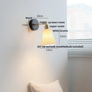 Helnys Ceramic LED Wall Lamp with Wood Canopy, Up Down Rotate, Pull Chain Switch