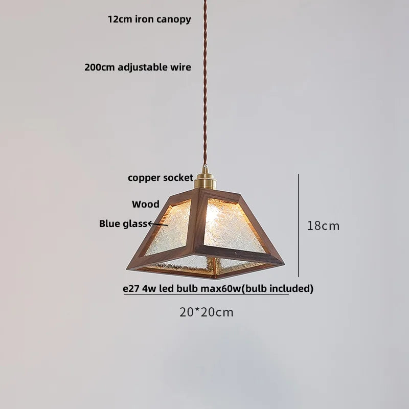Nordic Modern LED Pendant Light with Wood and Glass Lampshade by Helnys