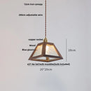 Helnys Japanese Style LED Pendant Light, Glass Walnut Wood Hanging Lamp