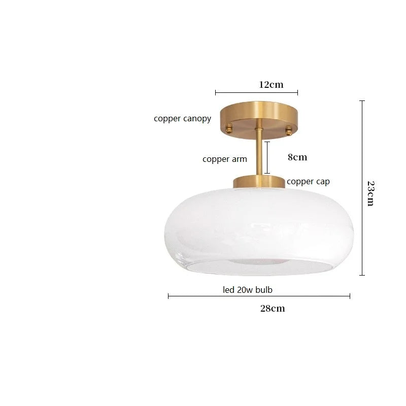 Helnys Yellow Glass LED Pendant Lights 40W Copper Nordic Modern Hanging Lamparas