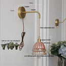 Helnys Amber Glass LED Wall Light with Pull Chain Switch