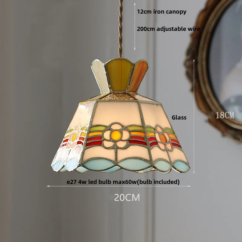 Helnys Tiffany Style Glass LED Pendant Lights for Dining Kitchen Restaurant