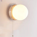 Helnys LED Wall Lights Pull Chain Switch Japan Style White Glass Yellow Travertine