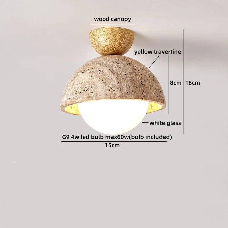 Helnys Black Stone LED Ceiling Lights - Nordic Modern Wood Canopy Ceiling Lamp