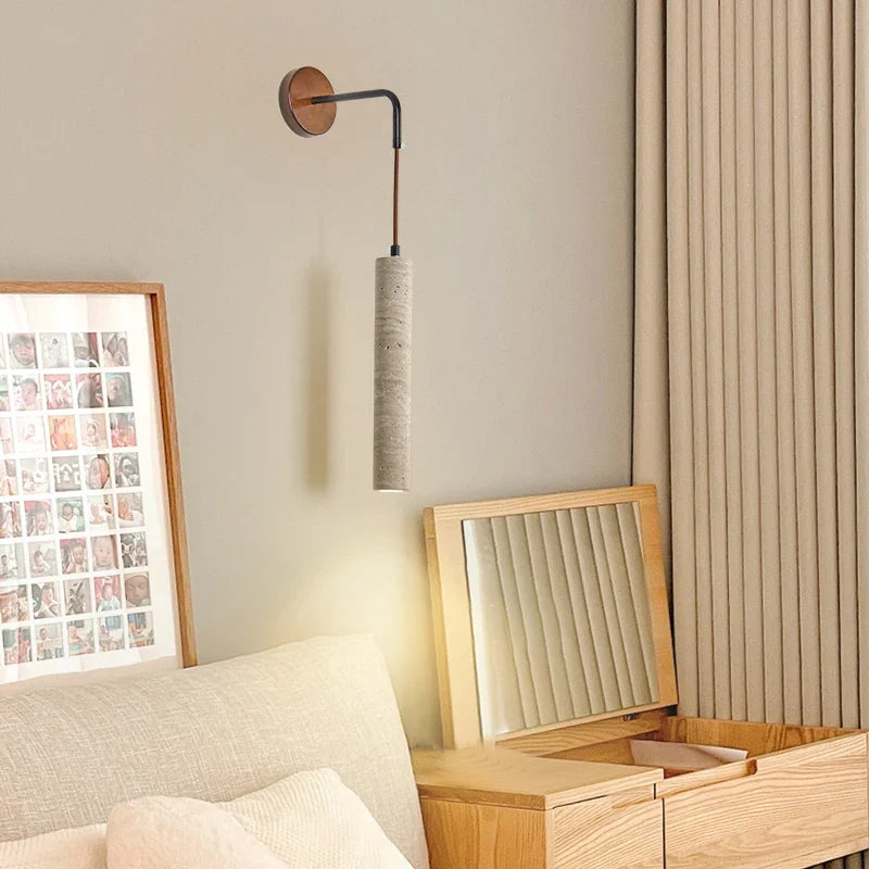 Helnys Yellow Stone LED Wall Light Sconce Modern Nordic Bedside Lamp