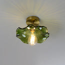 Helnys Green Glass Copper LED Ceiling Lights for Home Lighting in Bedroom Corridor Balcony