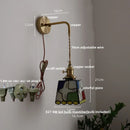 Helnys Tiffany Style Glass Pull Chain Wall Light Rotation Dining Bedroom Fixture