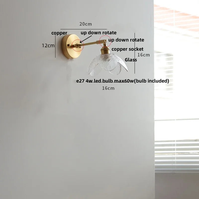 Helnys Glass LED Wall Sconce Rotate Vanity Light Aisle Restaurant Bathroom Mirror
