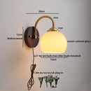 Helnys Nordic Round Glass LED Wall Lights with Wood Base