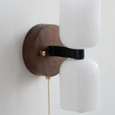 Helnys Nordic LED Wall Sconce White Glass Walnut Wood Stair Light