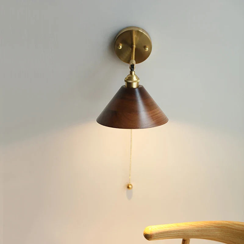 Helnys Copper Socket LED Wall Lights Pull Chain Switch Nordic Modern.arraycopy