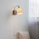Helnys Nordic LED Wall Lights Pull Chain Switch Bedside Lamp - Rotatable Glass Copper Fixtures