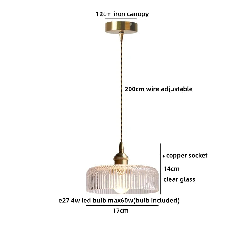 Helnys Amber Glass LED Pendant Lights for Dining and Living Room