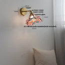 Helnys Copper LED Wall Lamp with Pull Chain Switch & Rotatable Glass Mirror Light