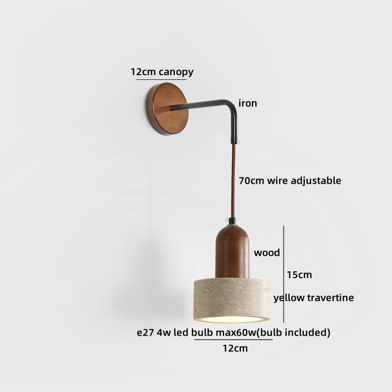 Helnys Yellow Stone LED Wall Light Sconce Modern Nordic Bedside Lamp