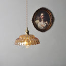 Helnys Amber Flower Glass Pendant Lights with Knob Switch, Adjustable Wire - 200cm