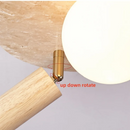 Helnys Rotatable LED Ceiling Lamp White Glass Yellow Travertine Wood Modern Nordic Lighting