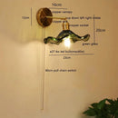Helnys Green Glass Copper LED Wall Sconce with Pull Chain - Nordic Modern Wandlamp