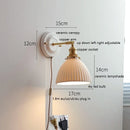 Helnys Modern LED Wall Lamp Ceramic Canopy Copper Arm Socket Indoor Light