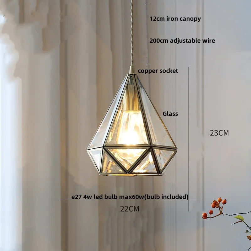 Helnys Blue Glass LED Pendant Light - Nordic Modern Adjustable Hanging Lamp