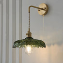 Helnys Amber Vintage LED Glass Wall Light Fixture with Pull Chain Switch