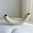 Helnys Ceramic Crescent Moon Vase - Creative Flower Pot for Home Decor