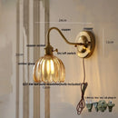 Helnys Glass Copper LED Wall Sconce with Switch and Knob - Modern Nordic Design