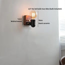 Helnys LED Wall Lamp Indoor Pull Chain Switch Stair Lighting Ash Wood Mirror Light.