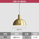 Nordic Modern Helnys LED Copper Pendant Lights 20cm 25cm