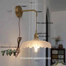 Helnys Amber Vintage LED Glass Wall Light Fixture with Pull Chain Switch
